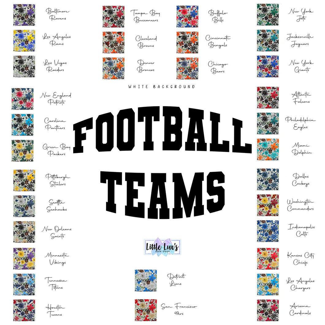 Floral Football Team Bow PREORDER