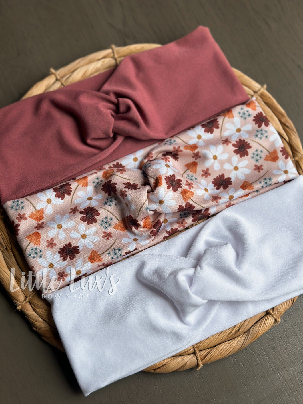 BLUSHING AUTUMN | WHITE | MARSALA - Twist Headbands