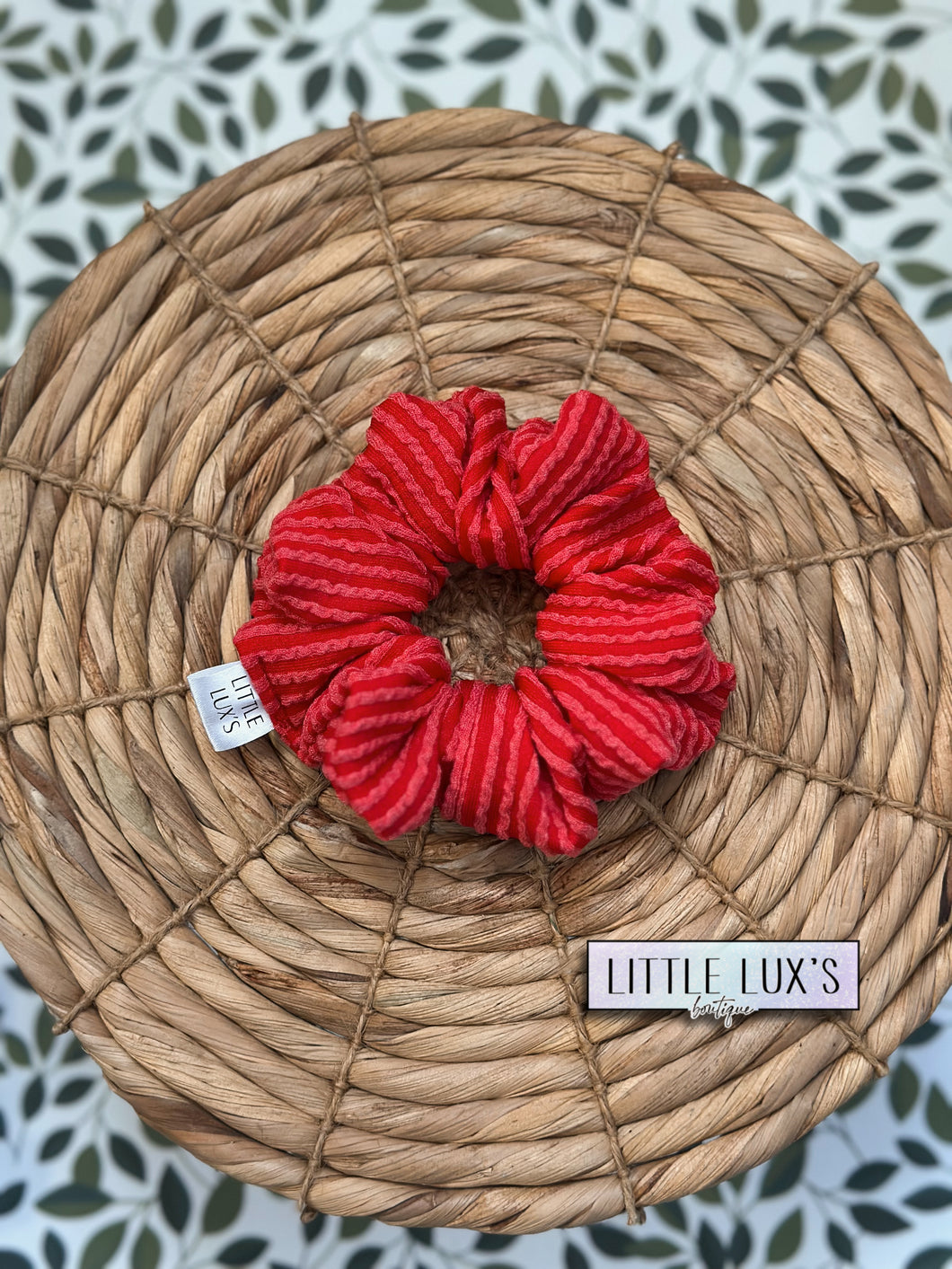 Red Waved Scrunchie