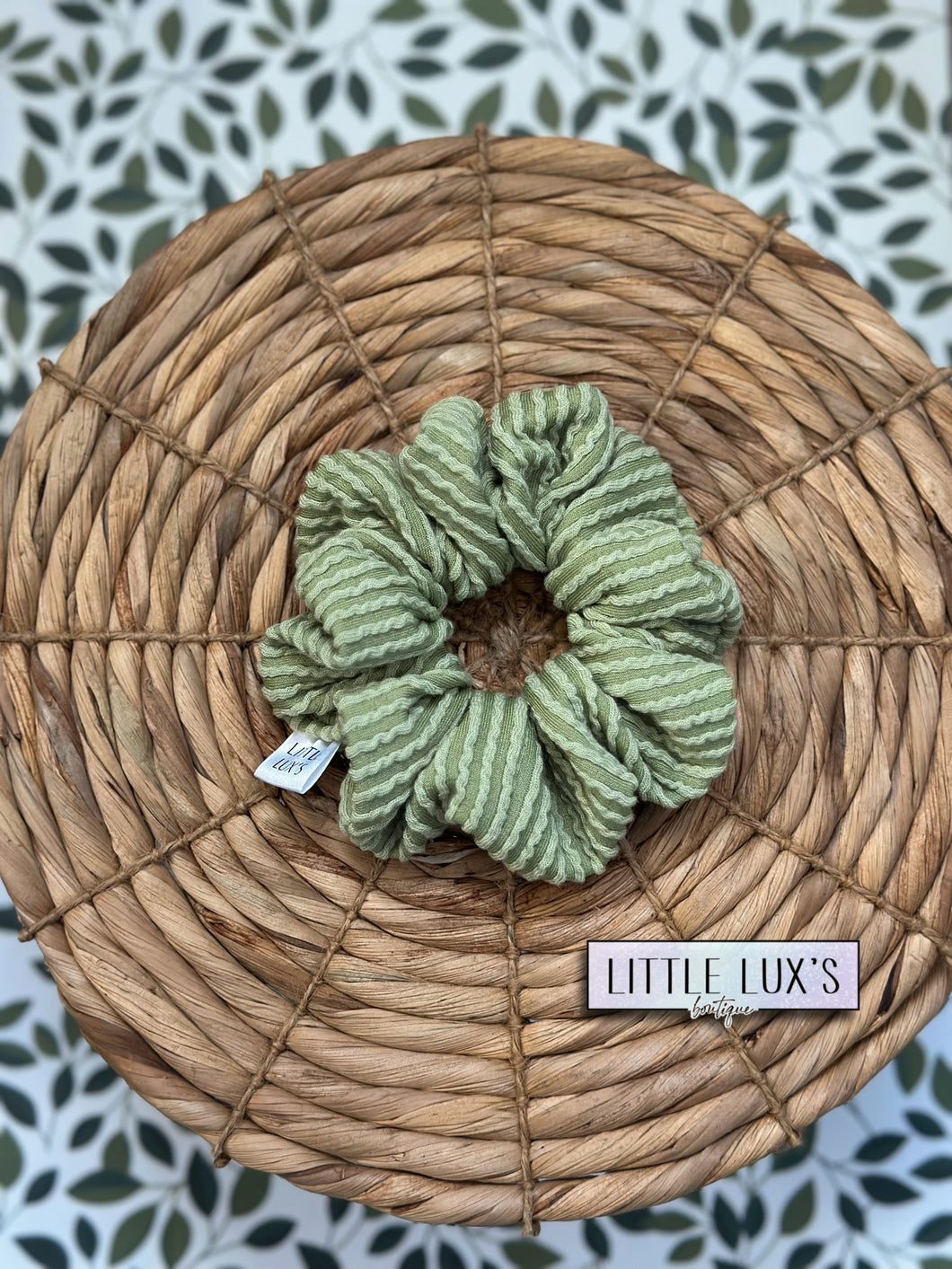 Dusty Lime Waved Scrunchie