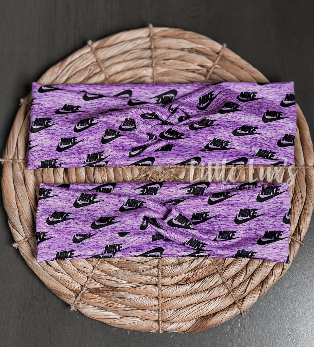 Purple Swoosh Mama+Me Twist Headband