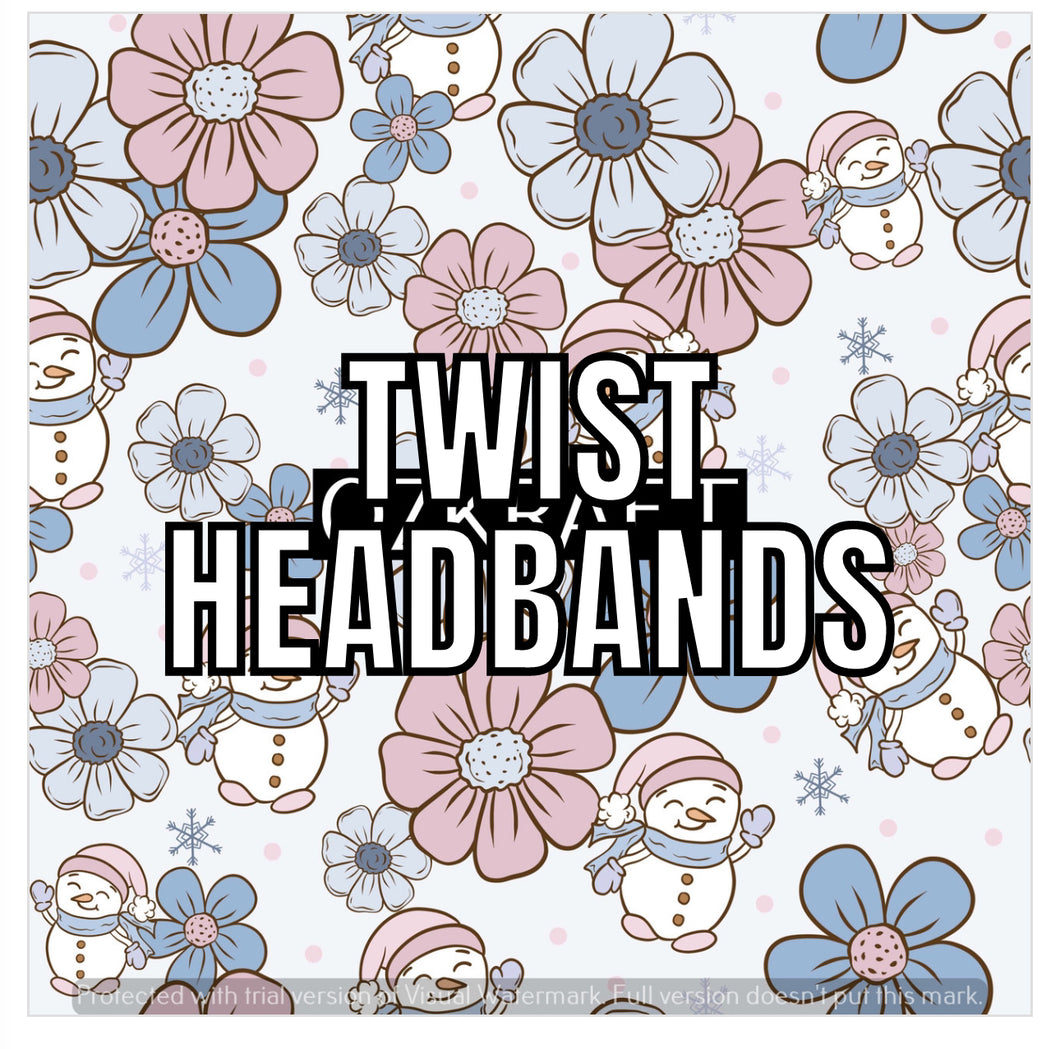 Floral Snowman Mama+Me Twist Headband PREORDER